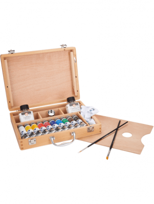 SET OLEOS VAN GOGH CAJA MADERA ACCESORIOS 10 COLORES 40ML