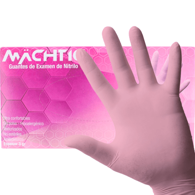 CAJA GUANTES MACHTIG R2 NITRILO ROSADO1
