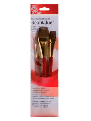 SET PINCELES REAL VALUE SINTETICO CAMELLO ROJO 3U