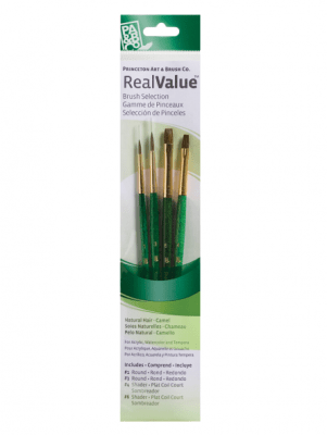 SET PINCELES REAL VALUE SINTETICO CAMELLO VERDE 4U