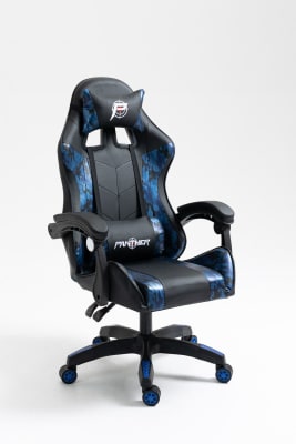 SILLA GAMER PANTHER SHOOTER NEGRO/AZUL C/2 ALMOADILLAS PATAS Y RUEDAS COLOR 103 SILLA GAMER PANTHER SHOOTER NEGRO/AZUL C/2 ALMOADILLAS PATAS Y RUEDAS COLOR 103