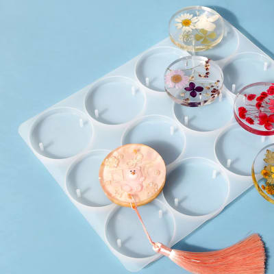 MOLDE DE SILICONA 12 COLGANTES REDONDOS (C342)