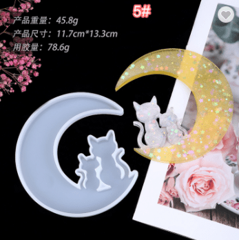 MOLDE DE SILICONA LUNA Y DOS GATOS (L173)