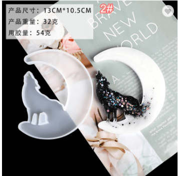 MOLDE DE SILICONA LUNA Y LOBO (L171)1