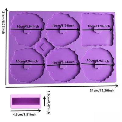 MOLDE DE SILICONA SET POSAVASOS IRREGULAR CON SOPORTE (P104)1