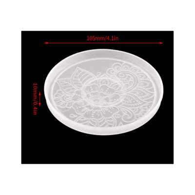 MOLDE DE SILICONA POSAVASO REDONDO DISEÑO FLOR (P102)