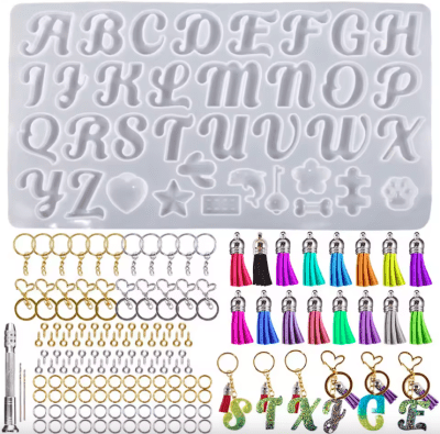 SET MOLDE DE SILICONA ABECEDARIO PARA LLAVEROS  #3 (A228)1