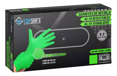 Guante de Nitrilo Texturizado Alta Resistencia - Verde Limón