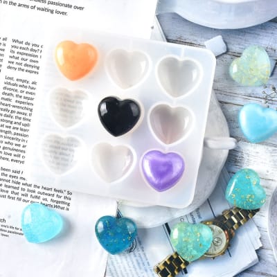 MOLDE DE SILICONA FORMA CORAZÓN 9 CAVIDADES (F265)