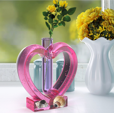MOLDE DE SILICONA FLORERO CORAZON + 2 TUBOS (M303)
