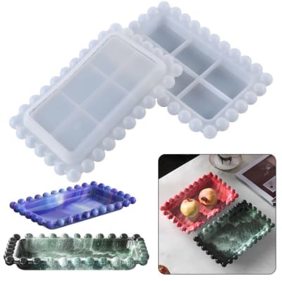 MOLDE DE SILICONA BANDEJA RECTANGULAR BORDE PERLAS (B264)