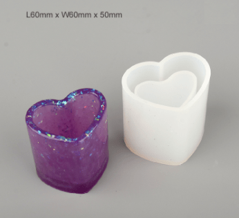 MOLDE DE SILICONA MACETA CORAZON LISO (M154)