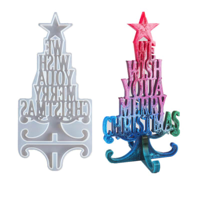 MOLDE DE SILICONA ARBOL NAVIDAD FRASE (N306)