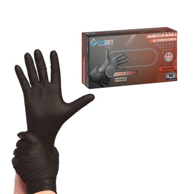 Guante de Nitrilo 8 gr Texturizado Alta Resistencia - Negro