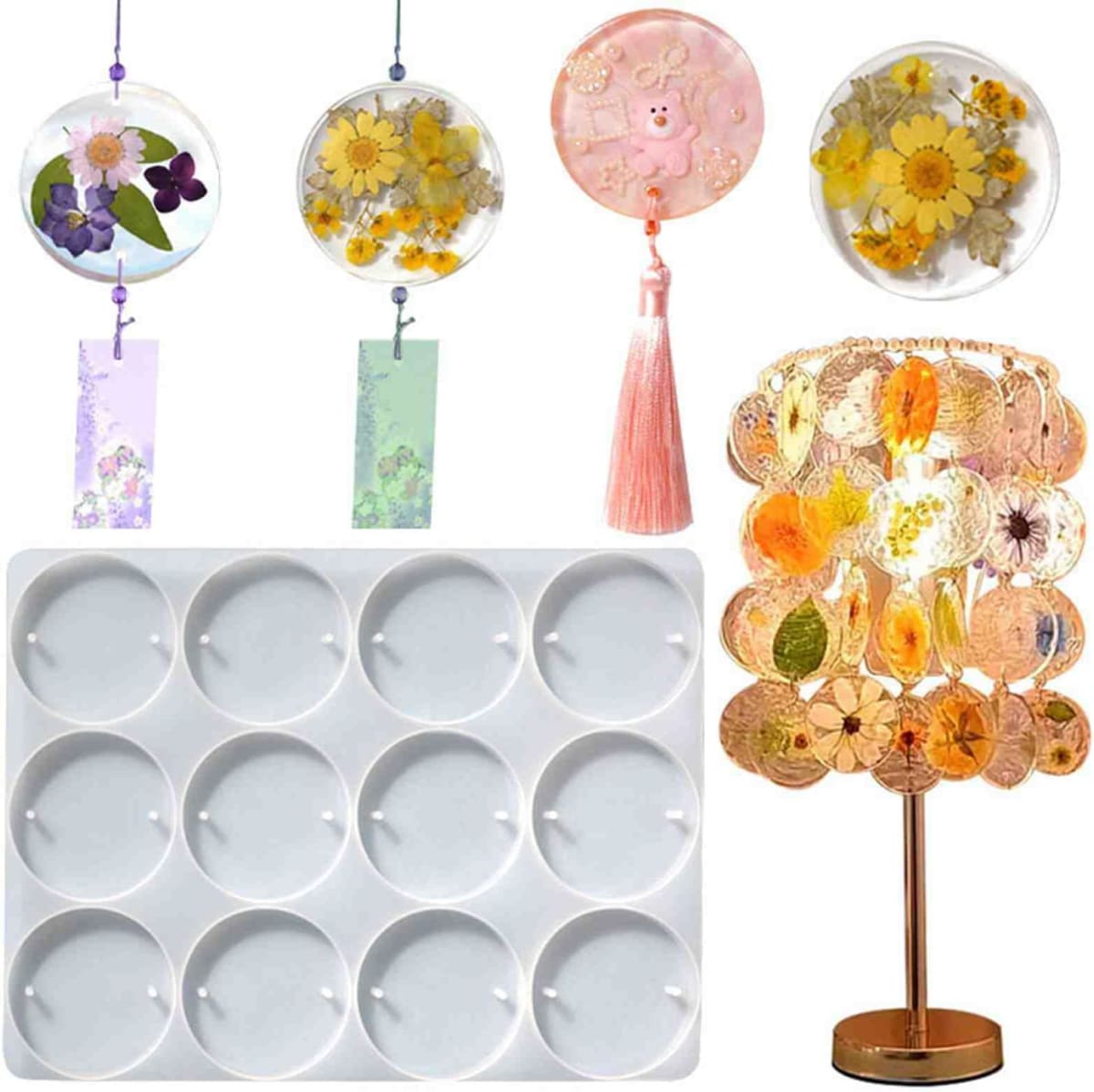 MOLDE DE SILICONA 12 COLGANTES REDONDOS (C342)3