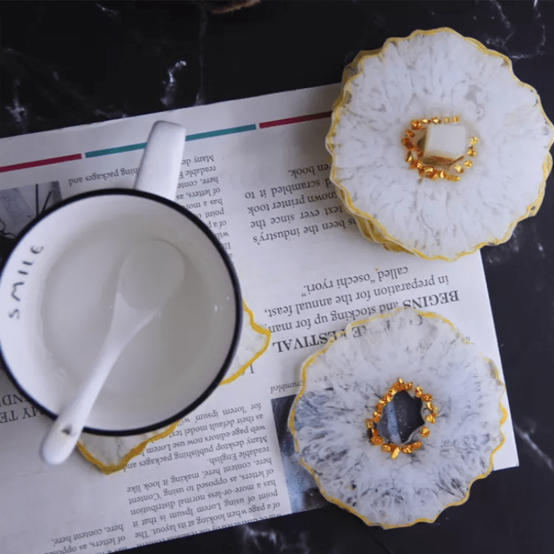 MOLDE DE SILICONA SET POSAVASOS IRREGULAR CON SOPORTE (P104)2