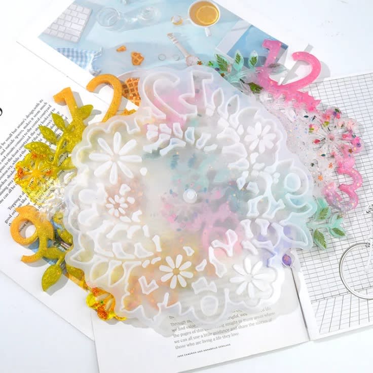 MOLDE DE SILICONA RELOJ DISEÑO FLORES (R248)3