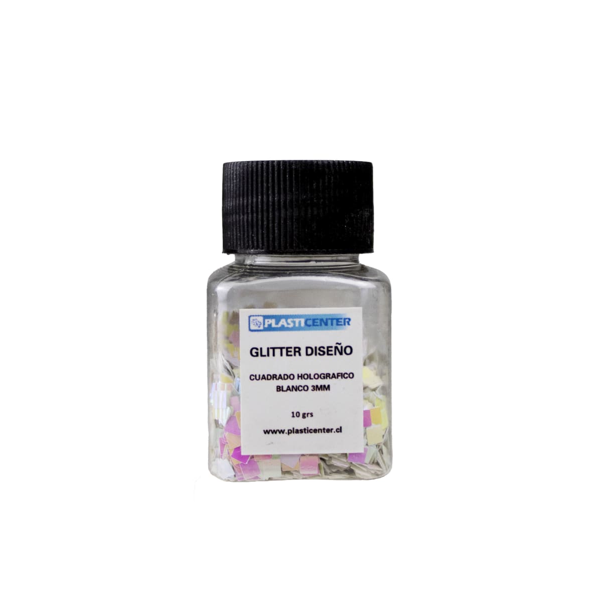 GLITTER DISEÑO CUADRADO HOLOGRAFICO BLANCO 3 MM2