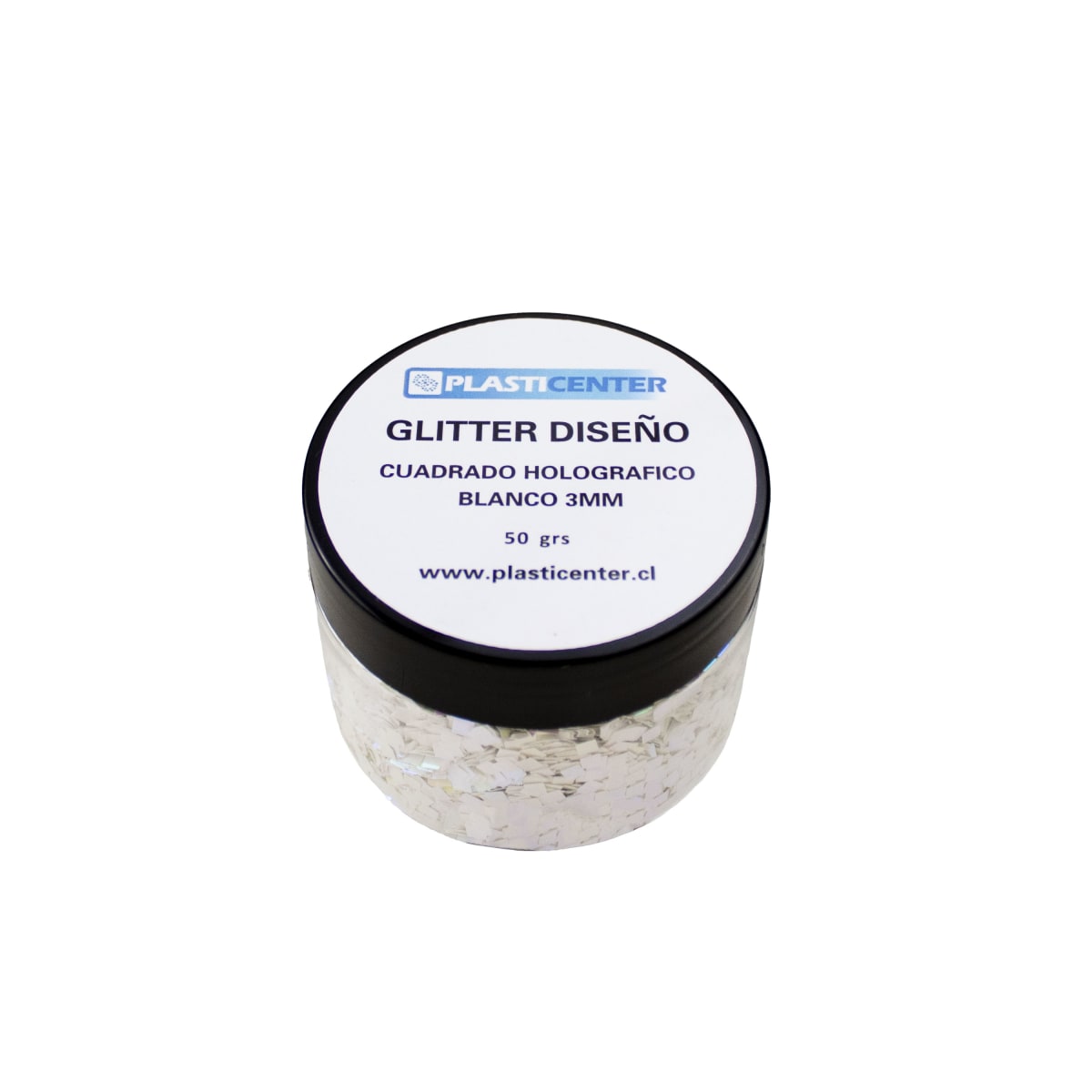 GLITTER DISEÑO CUADRADO HOLOGRAFICO BLANCO 3 MM3