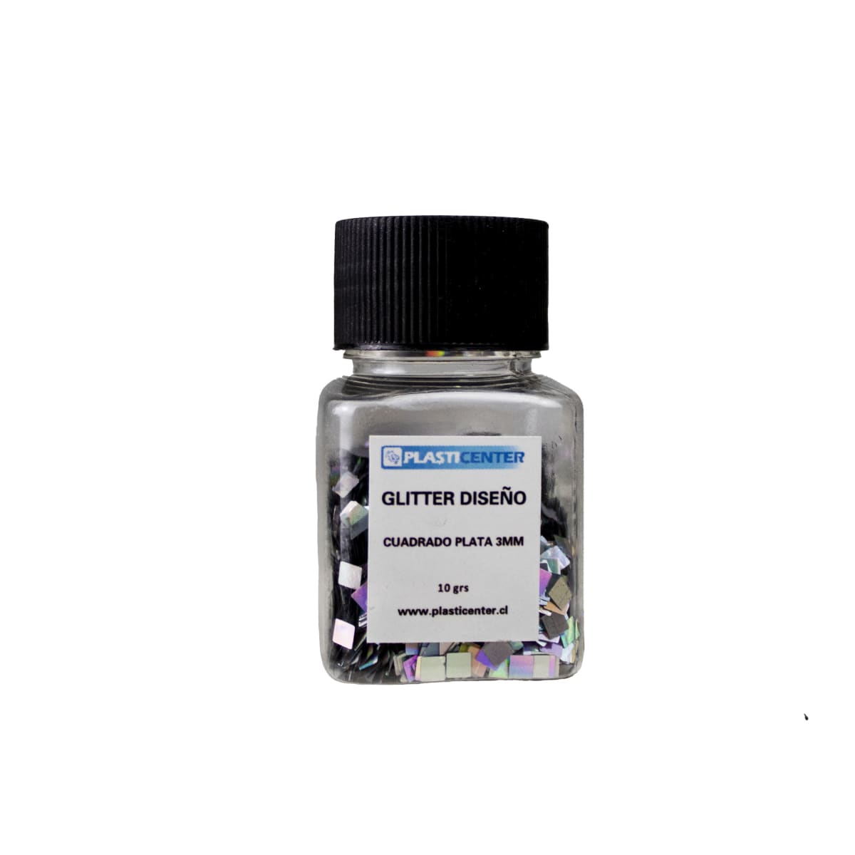 GLITTER DISEÑO CUADRADO PLATA 3 MM3