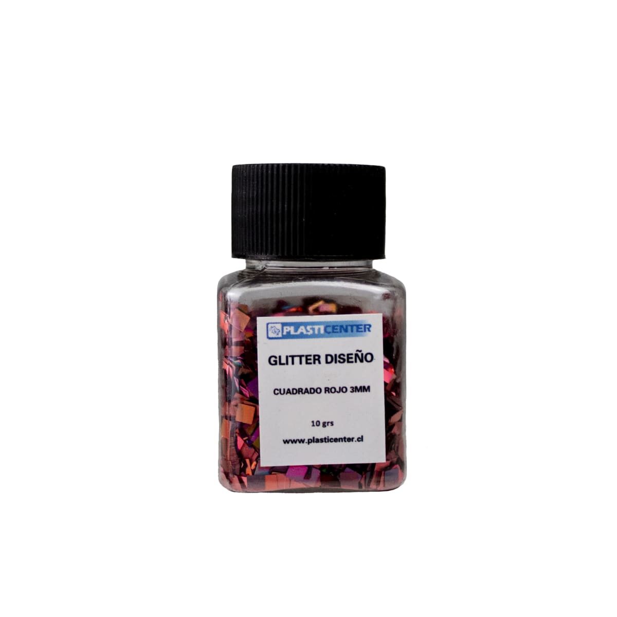 GLITTER DISEÑO CUADRADO ROJO 3MM2