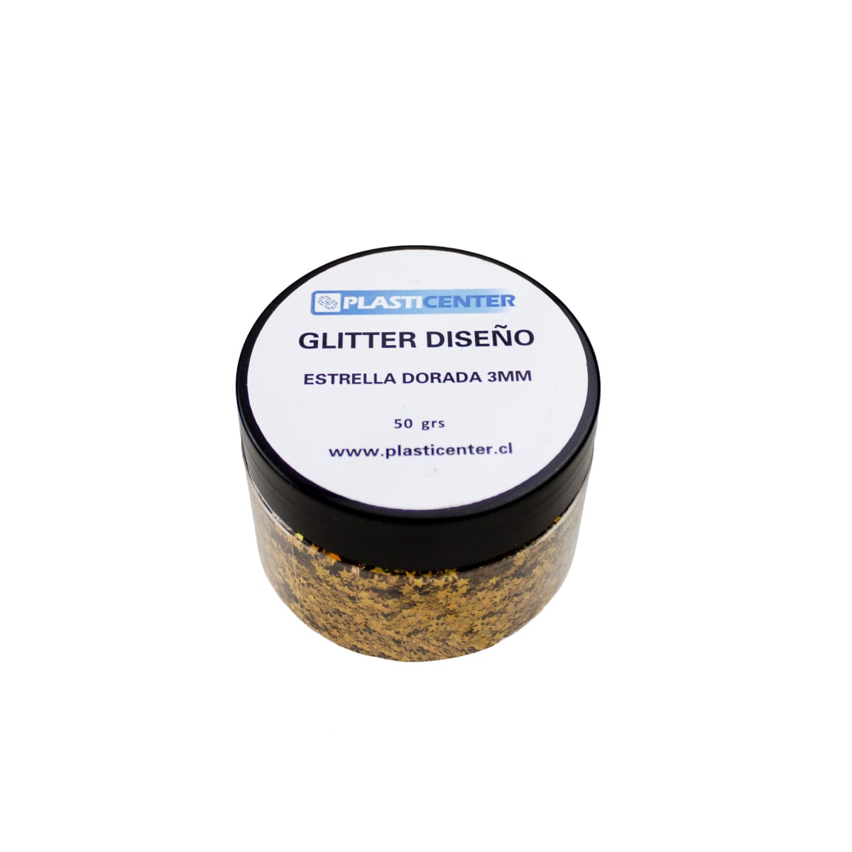 GLITTER DISEÑO ESTRELLA DORADA 3MM3