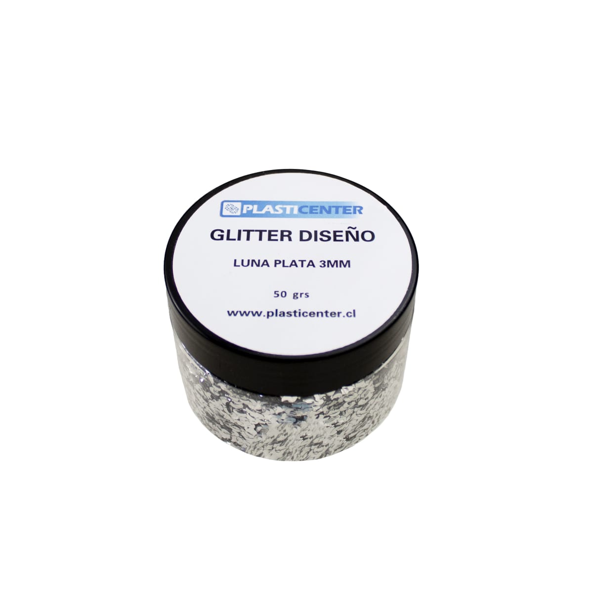 GLITTER DISEÑO LUNA PLATA 3MM3