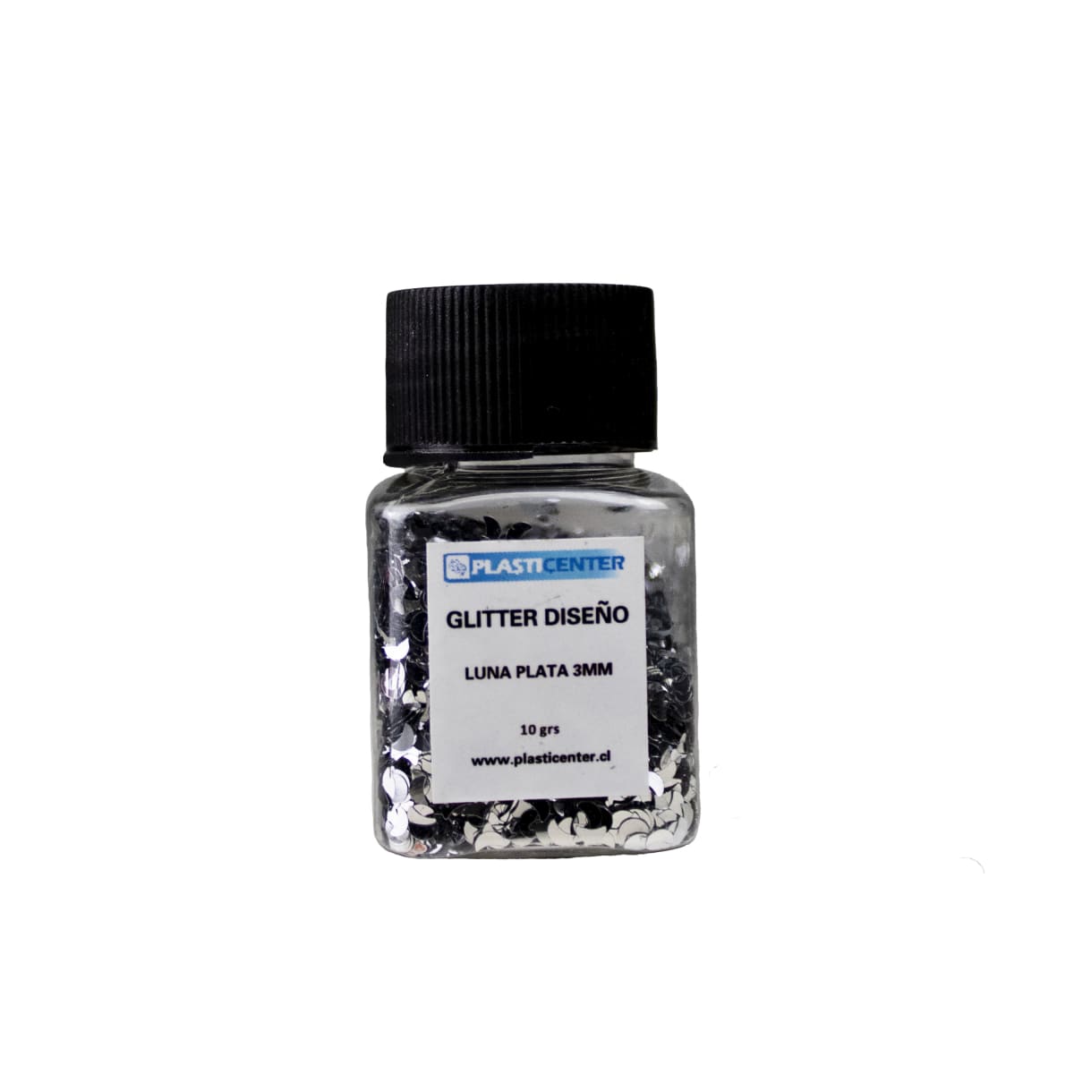 GLITTER DISEÑO LUNA PLATA 3MM2