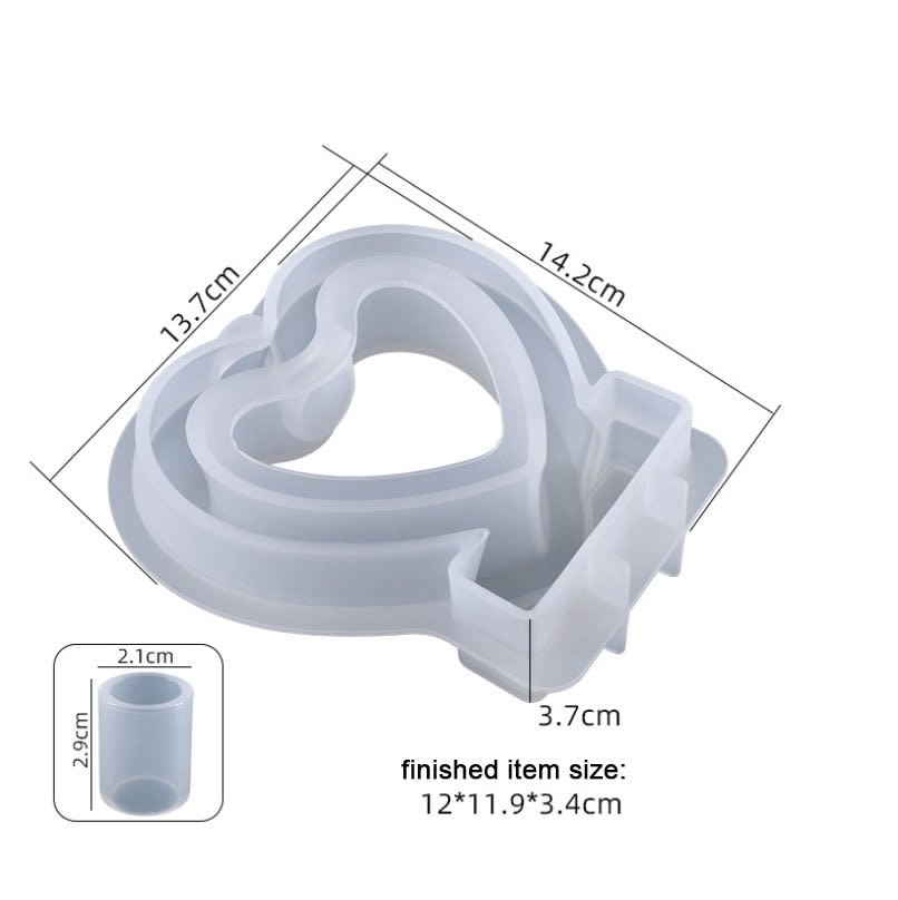 MOLDE DE SILICONA FLORERO CORAZON + 2 TUBOS (M303)2
