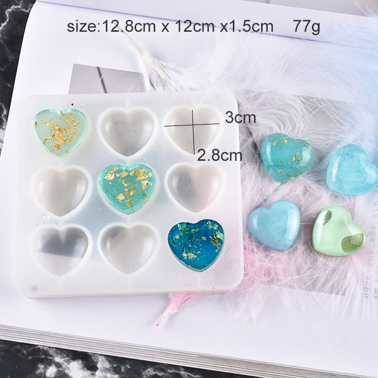 MOLDE DE SILICONA FORMA CORAZÓN 9 CAVIDADES (F265)3