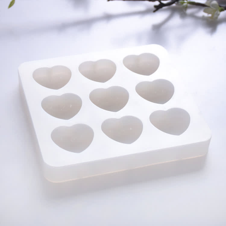 MOLDE DE SILICONA FORMA CORAZÓN 9 CAVIDADES (F265)2