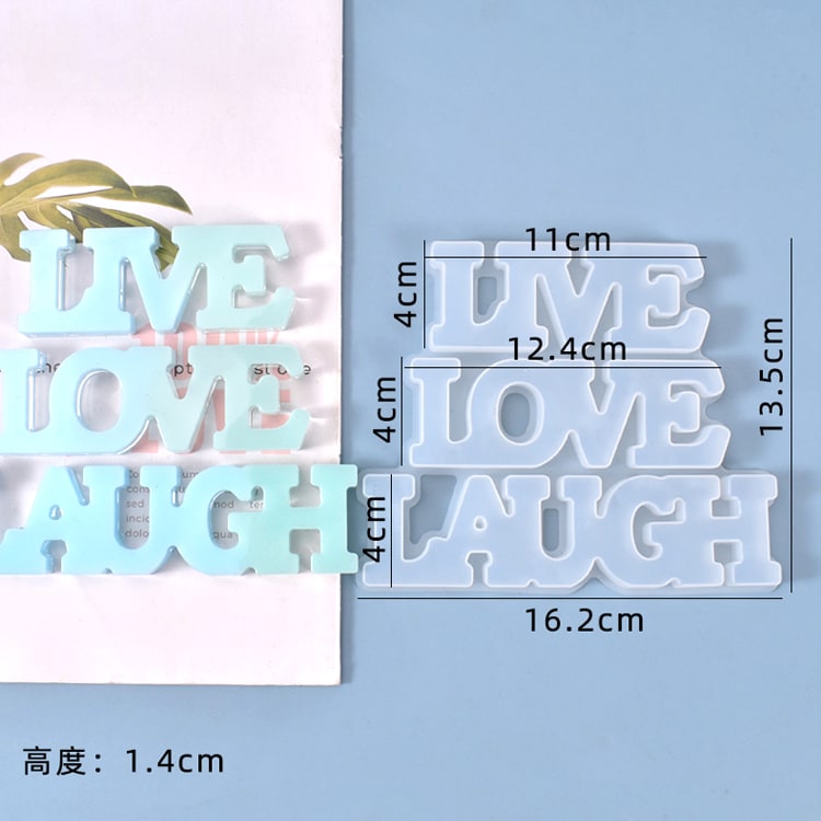 MOLDE DE SILICONA FRASE “LIVE, LOVE, LAUGH” (F307) 3