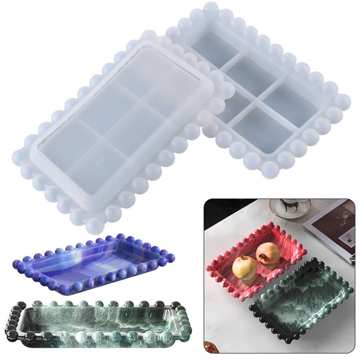MOLDE DE SILICONA BANDEJA RECTANGULAR BORDE PERLAS (B264) 0
