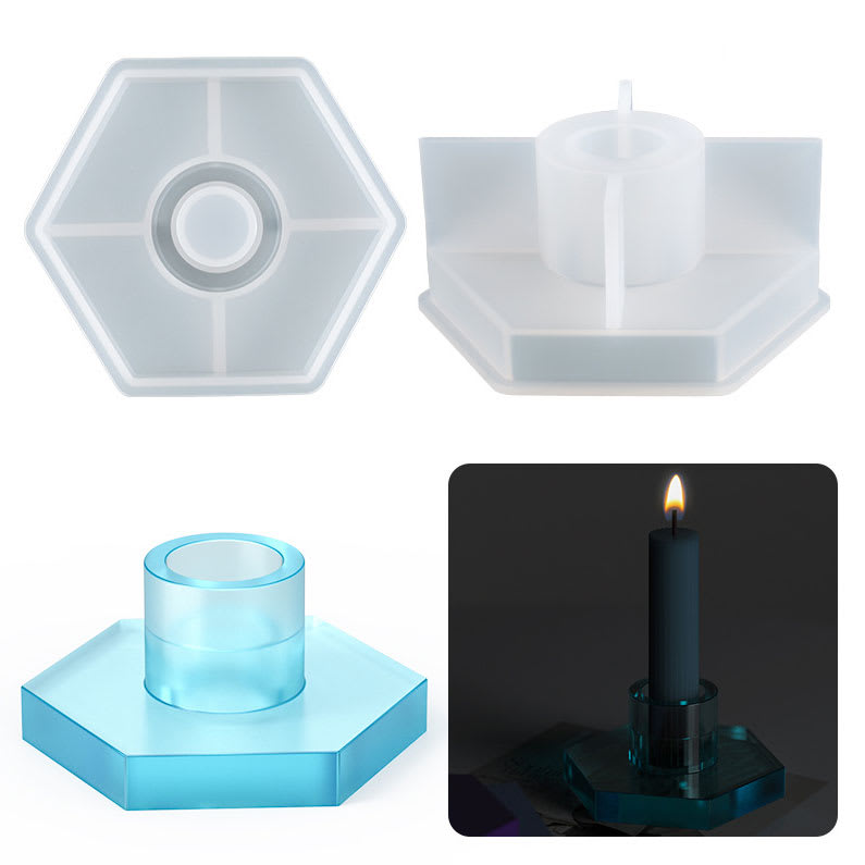 MOLDE DE SILICONA PORTAVELA BASE HEXAGONAL (V314)3