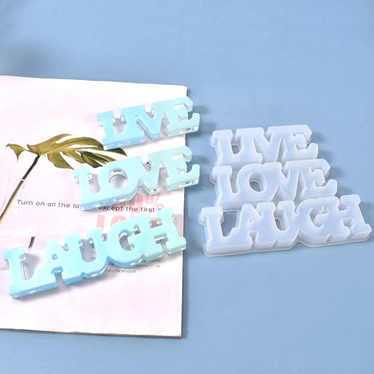 MOLDE DE SILICONA FRASE “LIVE, LOVE, LAUGH” (F307) 0
