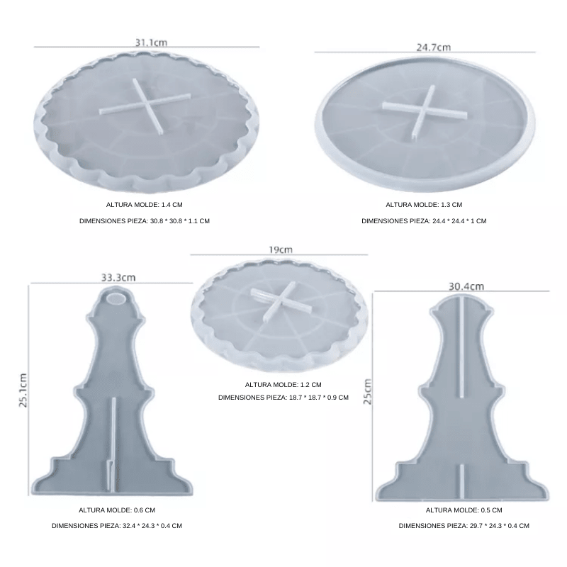 MOLDE DE SILICONA BANDEJA 3 PISOS CON SOPORTE (B116) 0
