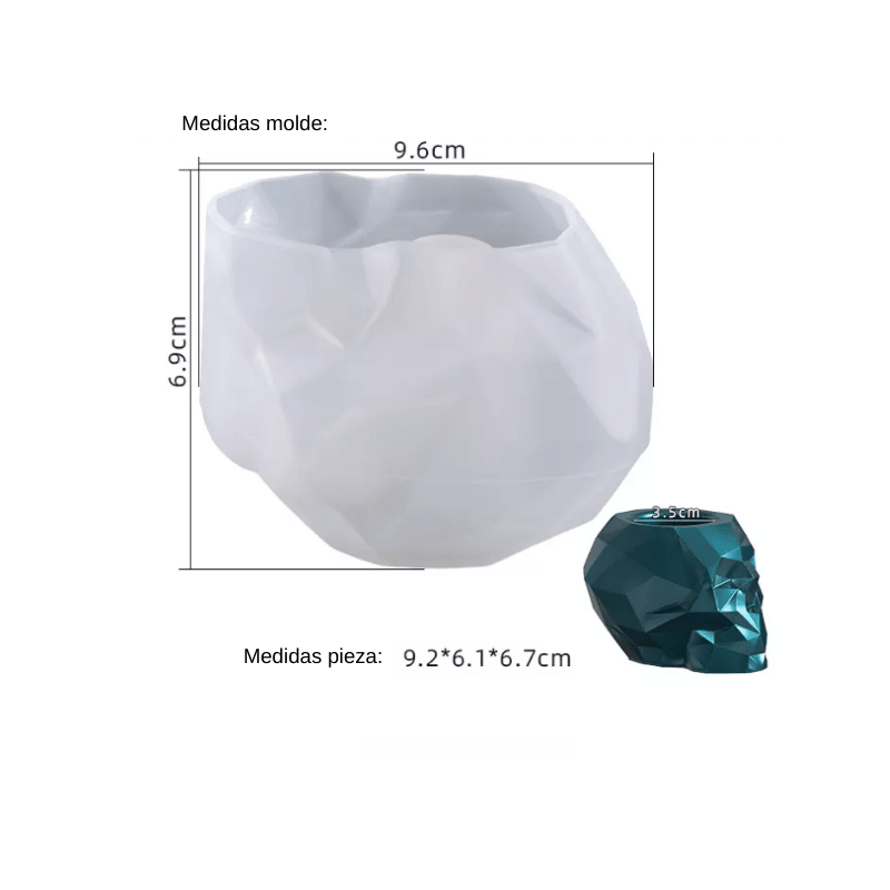 MOLDE DE SILICONA MACETA CRÁNEO DISEÑO GEOMÉTRICO (M129) 2