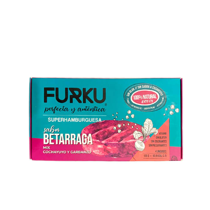 Fürkü Hamburguesa Mix de Cochayuyo Y Garbanzo sabor Betarraga 4und 1 Fürkü Hamburguesa Mix de Cochayuyo Y Garbanzo sabor Betarraga 4und 1