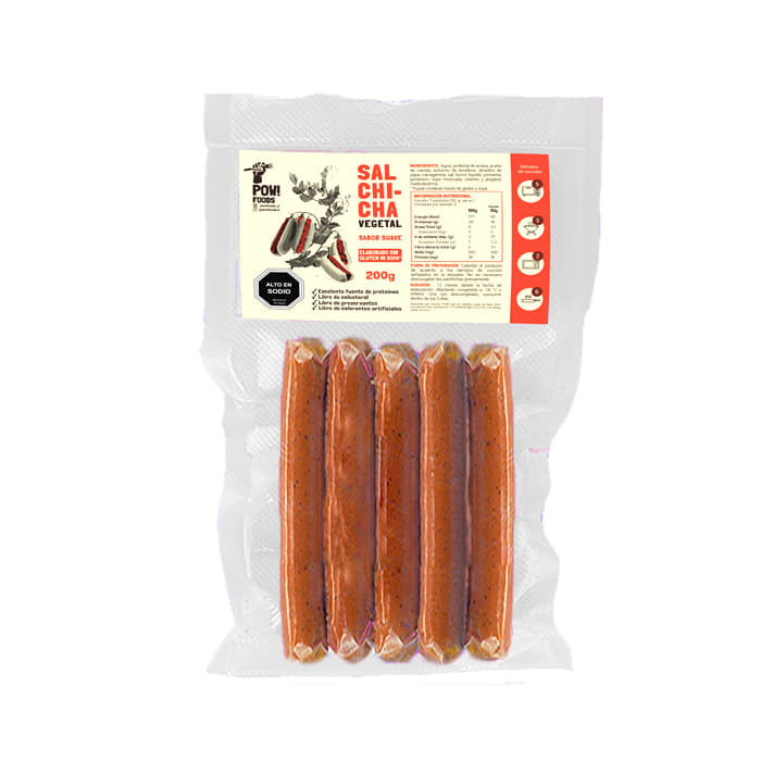 Pow! Foods Salchicha Vegetal Suave 1 Pow! Foods Salchicha Vegetal Suave 1