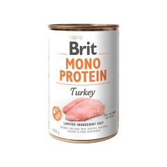 brit lata dog turkey mono protein 400g