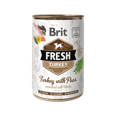 brit fresh lata dog turkey peas 400g