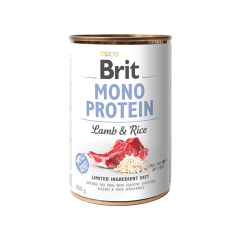 brit lata dog lamb y rice mono protein 400g