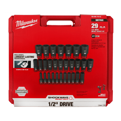 JUEGO DE 29 DADOS METRICOS PROFUNDOS 1/2 MILWAUKEE 49-66-70151