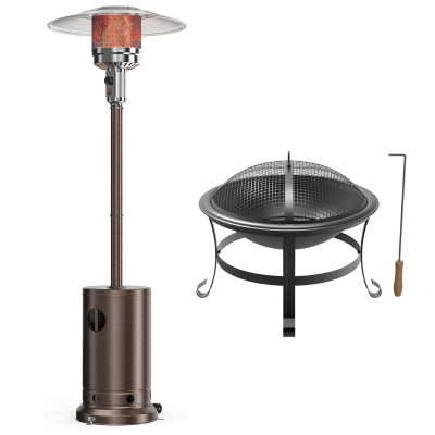 KIT TT CALEFACTOR TERRAZA + BRASERO METAL PARA JARDIN