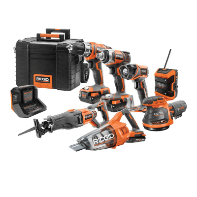 SET DE 7 HTAS INALMAMBRICAS 18V RIDGID R9257SB+ TRF1001