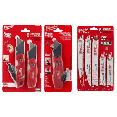 PACK CYBER KIT CORTE Y CUCHILLOS: SET 48-22-1503 + CUCHILLO 48-22-1505 + HOJAS 49-22-1105 MILWAUKEE1