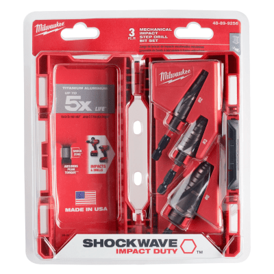 JUEGO DE BROCAS MECÁNICAS ESCALONADAS SHOCKWAVE MILWAUKEE 48-89-9256