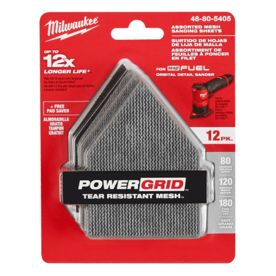 SURTIDO DE HOJAS DE LIJA DE MALLA MILWAUKEE 48-80-54051