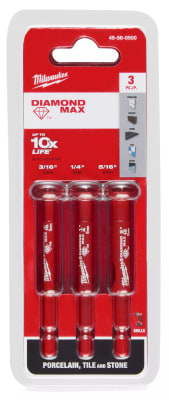SET 3PC BROCA DIAMANTE PARA PORCELANATO, AZULEJO Y PIEDRA MILWAUKEE 49-56-0500