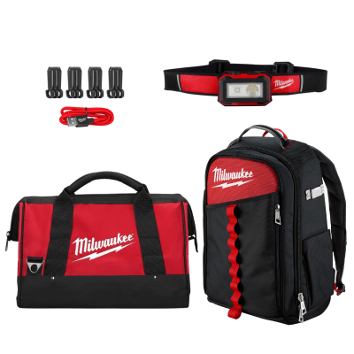 PACK CYBER KIT CONTRATISTA: BOLSO 50-55-3550 + MOCHILA 48-22-8202 + LINTERNA 2012R MILWAUKEE
